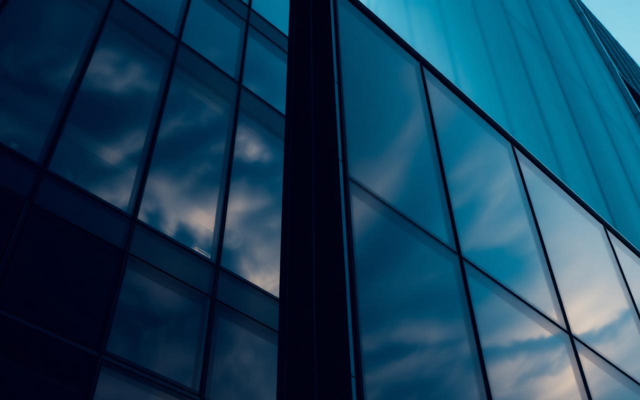 Commercial building with tinted windows